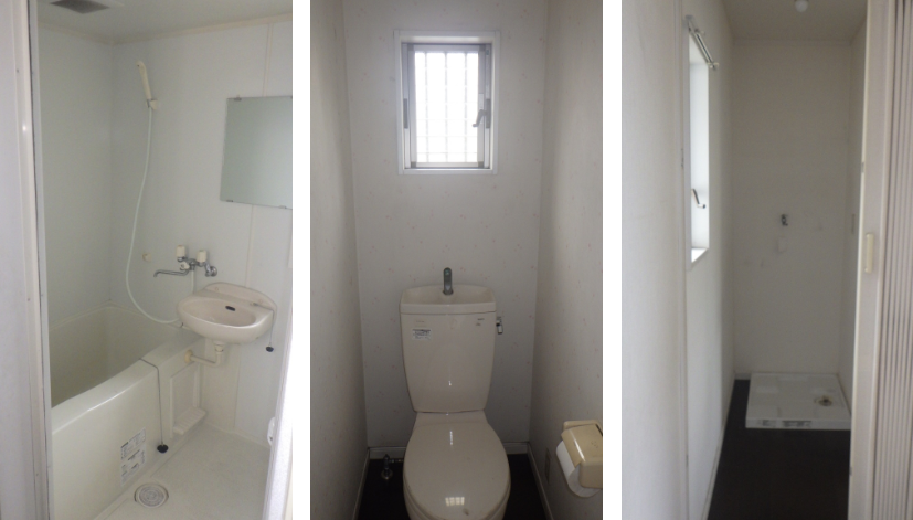 リフォーム前の浴室、トイレ、脱衣室